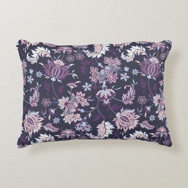 Purple Bacground Floral Seamless Pattern Accent Pillow (Front)