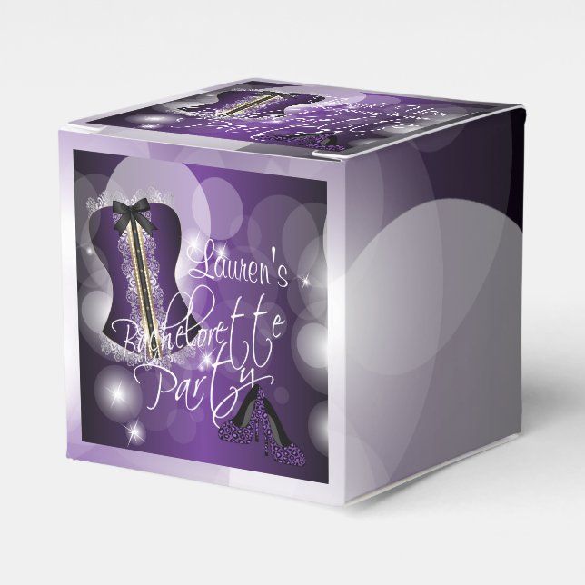 Purple Bachelorette Party Design Favor Boxes (Front Side)