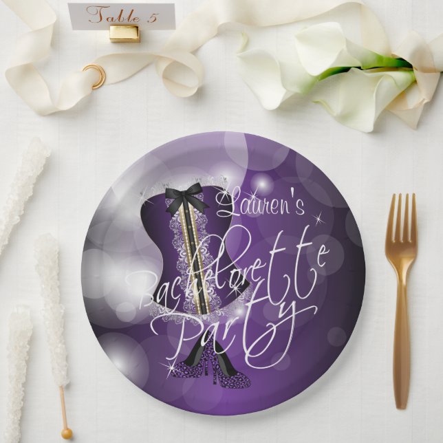 Purple Bachelorette Party Design Paper Plates (Wedding)