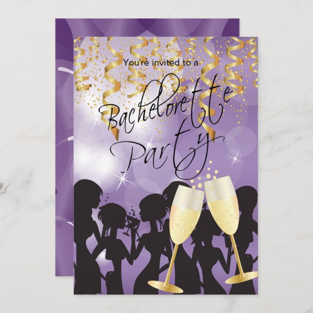Purple Bachelorette Party Invitation (Front/Back)