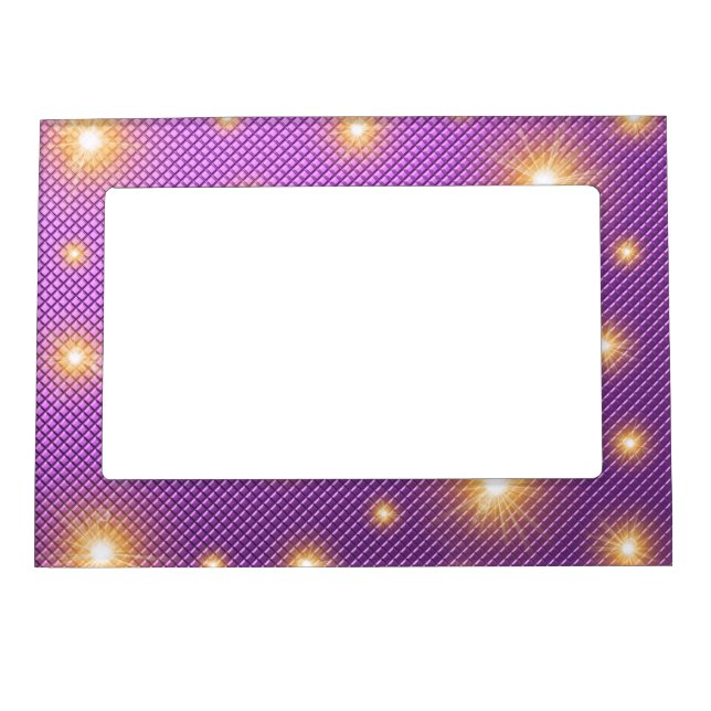 purple background and gold stars magnetic picture frame (Front)