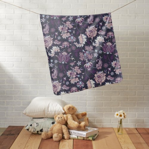 Purple Background Big Floral Seamless Pattern Baby Blanket