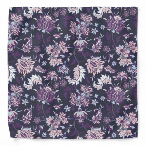 Purple Background Big Floral Seamless Pattern Bandana