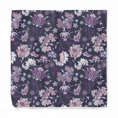 Purple Background Big Floral Seamless Pattern Bandana