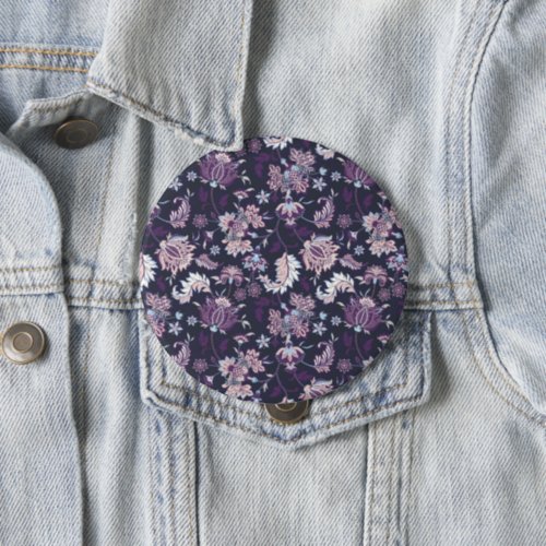 Purple Background Big Floral Seamless Pattern Button