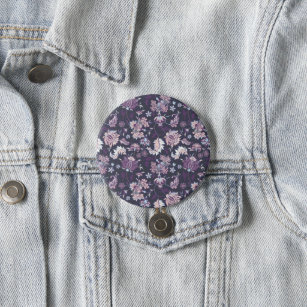 Purple Background Big Floral Seamless Pattern Button
