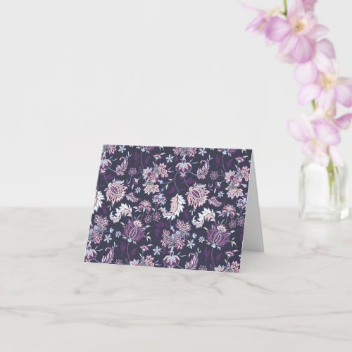 Purple Background Big Floral Seamless Pattern Card