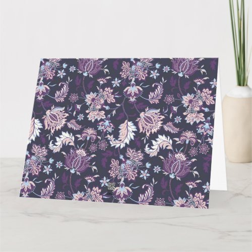 Purple Background Big Floral Seamless Pattern Card