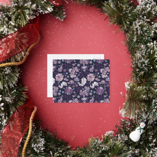 Purple Background Big Floral Seamless Pattern Foil Holiday Postcard
