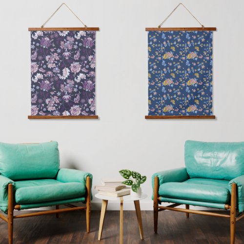 Purple Background Big Floral Seamless Pattern Hanging Tapestry