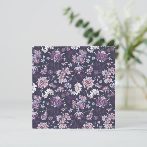 Purple Background Big Floral Seamless Pattern Holiday Card