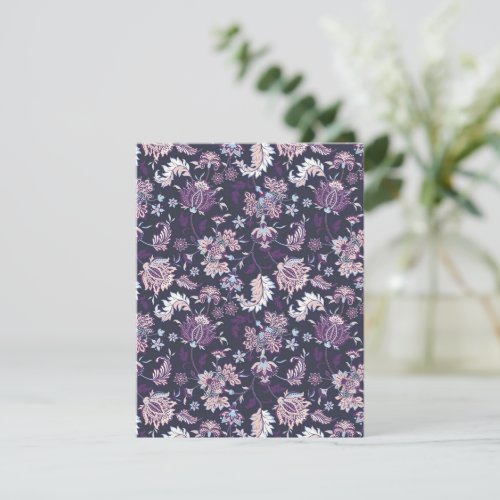 Purple Background Big Floral Seamless Pattern Holiday Card