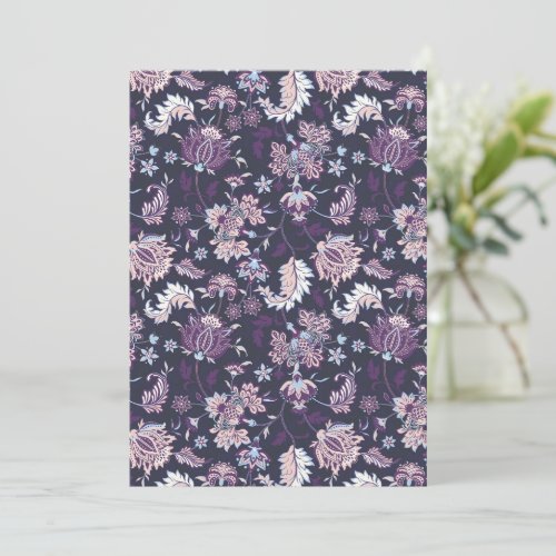 Purple Background Big Floral Seamless Pattern Holiday Card