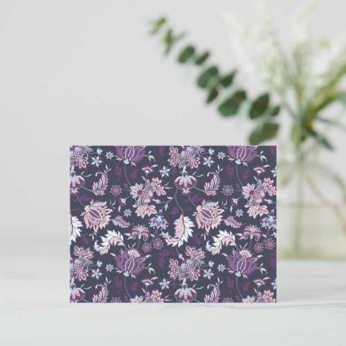 Purple Background Big Floral Seamless Pattern Holiday Postcard