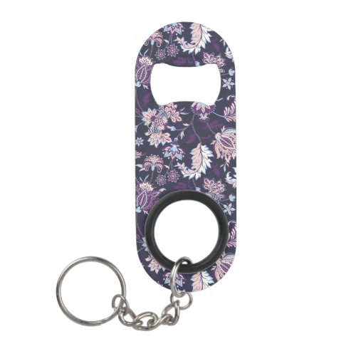 Purple Background Big Floral Seamless Pattern Keychain Bottle Opener