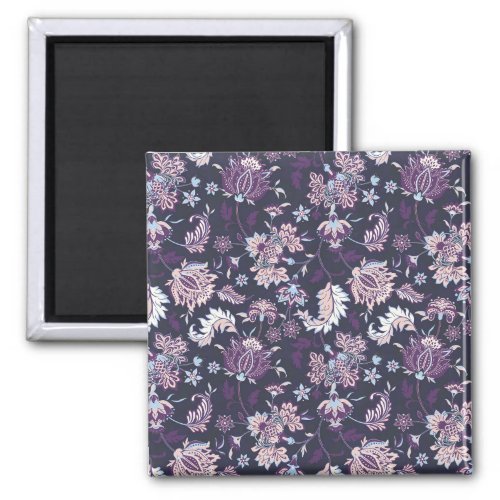 Purple Background Big Floral Seamless Pattern Magnet
