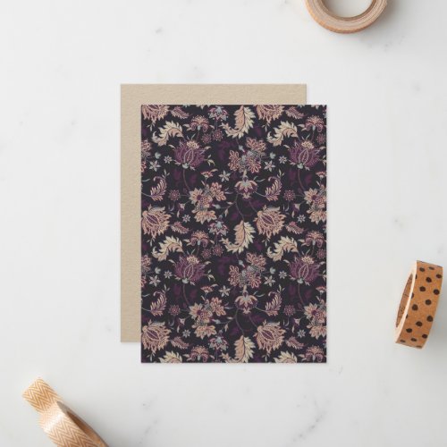 Purple Background Big Floral Seamless Pattern Note Card