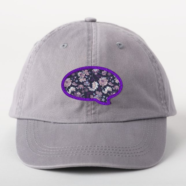 Purple Background Big Floral Seamless Pattern Patch (On Headwear)
