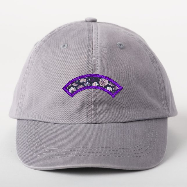 Purple Background Big Floral Seamless Pattern Patch (On Headwear)