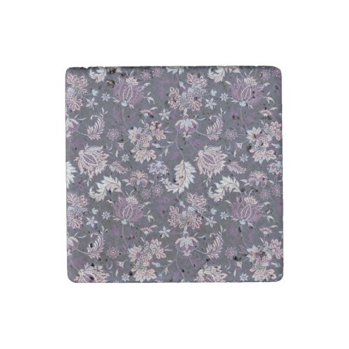 Purple Background Big Floral Seamless Pattern Stone Magnet