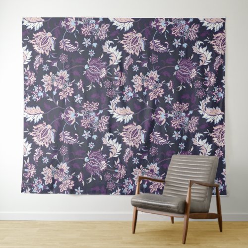 Purple Background Big Floral Seamless Pattern Tapestry