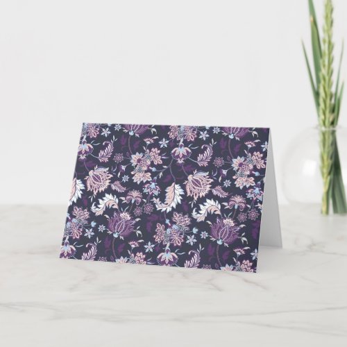 Purple Background Big Floral Seamless Pattern Thank You Card