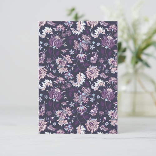 Purple Background Big Floral Seamless Pattern Thank You Card