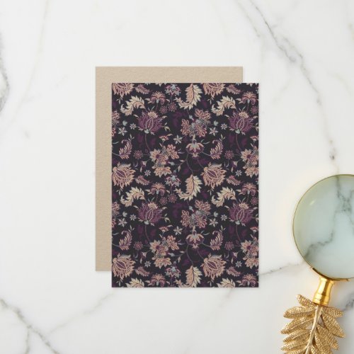 Purple Background Big Floral Seamless Pattern Thank You Card