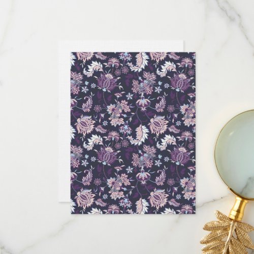 Purple Background Big Floral Seamless Pattern Thank You Card