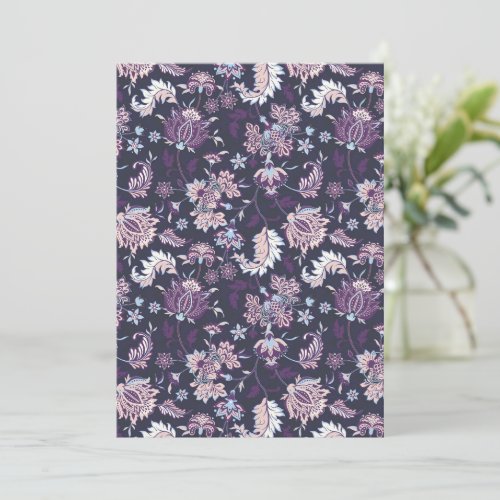 Purple Background Big Floral Seamless Pattern Thank You Card