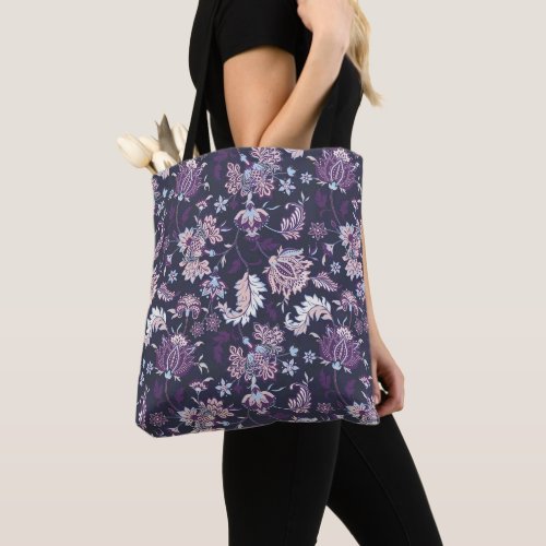 Purple Background Big Floral Seamless Pattern Tote Bag