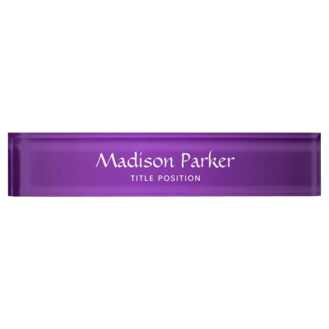 Purple Background  Desk Name Plate (Front)