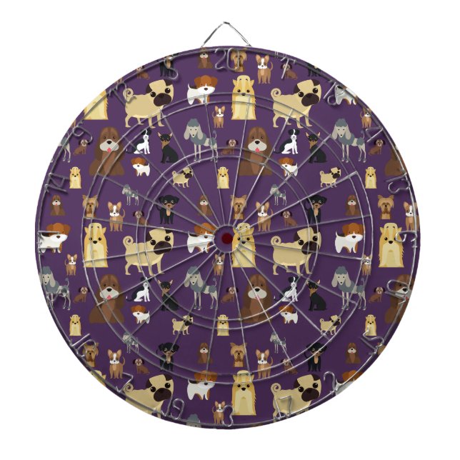 purple background dogs pattern. dart board (Front)