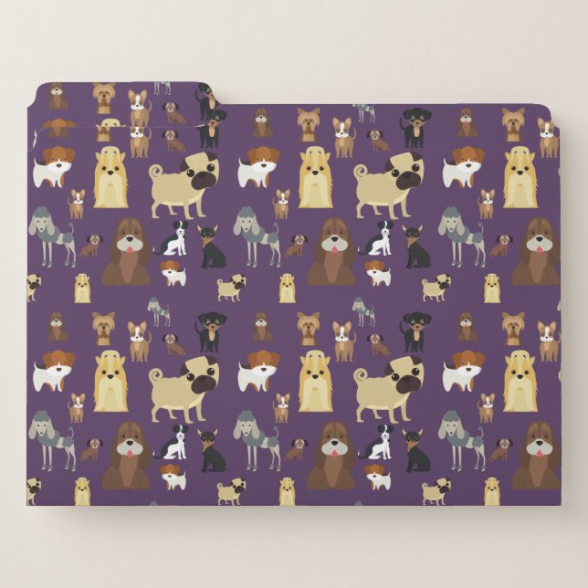 purple background dogs pattern. file folder (Front Left)