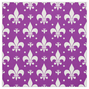Purple Background Fleur-de-lis Pattern Design  Fabric