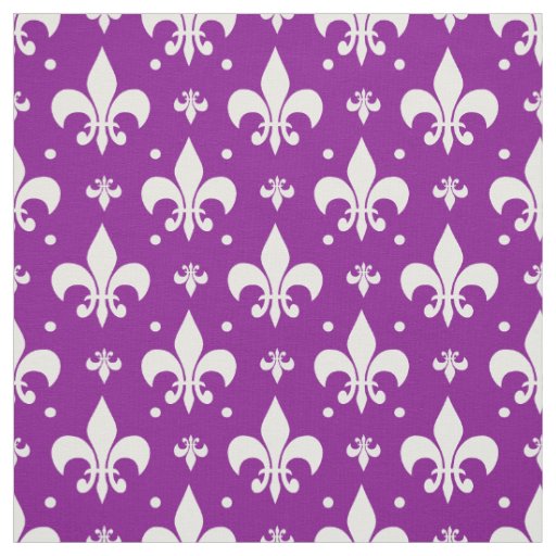 Purple Background Fleur-de-lis Pattern Design  Fabric