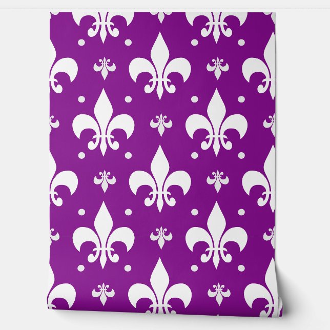 Purple Background Fleur-de-lis Pattern Design  Wallpaper (Unrolling)