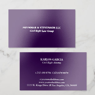 Purple Background Foil Business Card