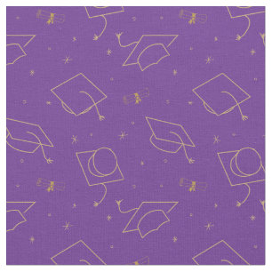 Purple Background Graduation Cap Toss Fabric