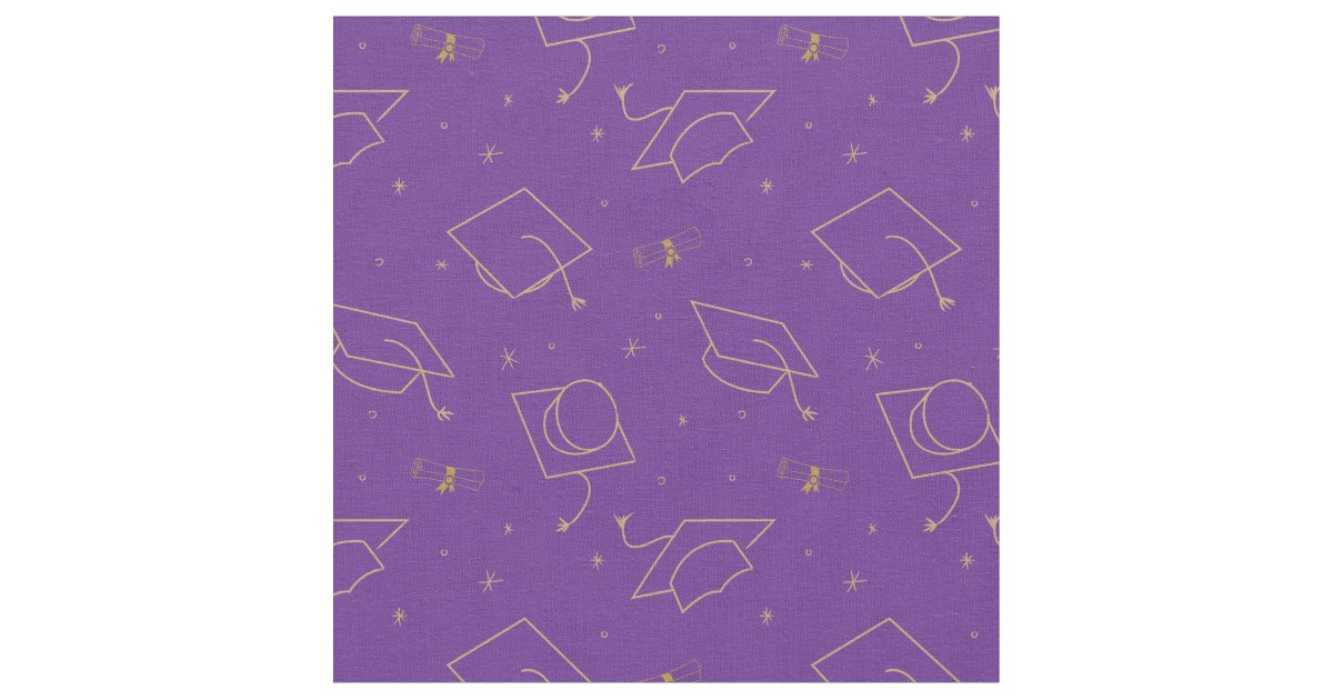 Purple Background Graduation Cap Toss Fabric | Zazzle