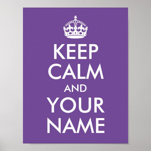 Purple Background Keep Calm and Your Name Poster