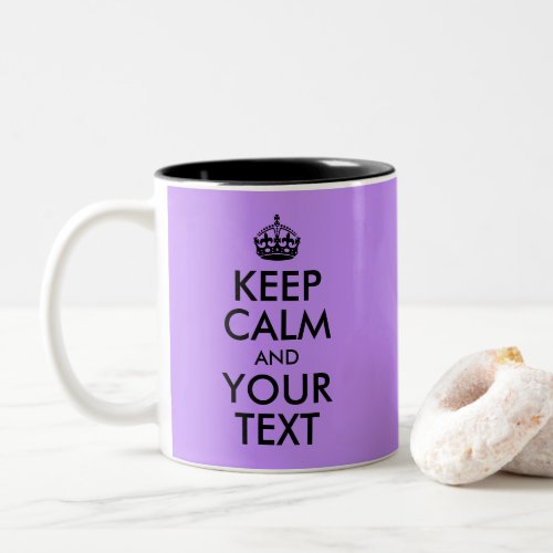 Purple Background Keep Calm and Your Text Two_Tone Coffee Mug