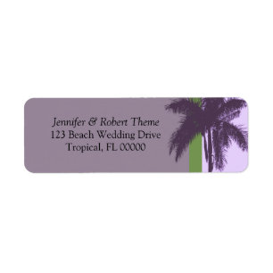 Purple Background Palm Tree DIY Wedding Labels