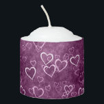 Purple background white hearts votive candle<br><div class="desc">White hearts on a purple background</div>