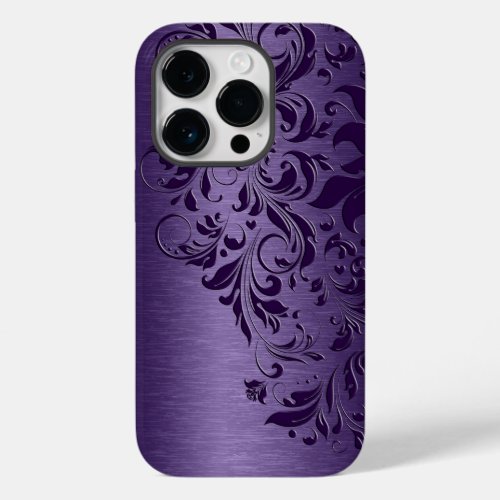 Purple Background With Deep Purple Floral Lace Case_Mate iPhone 14 Pro Case
