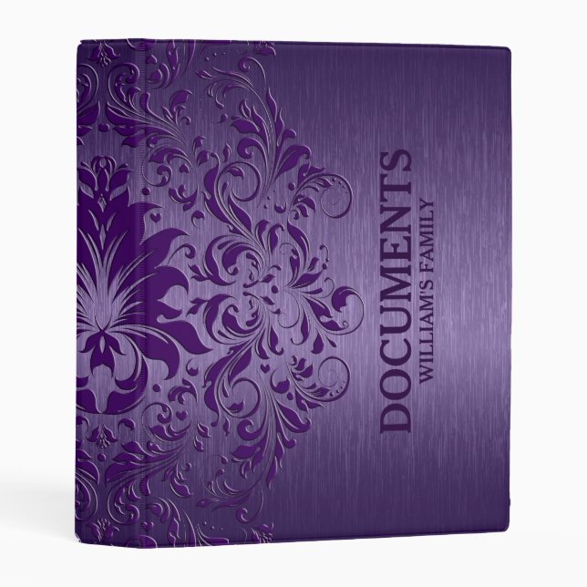 Purple Background With Purple Lace Mini Binder (Front/Spine)