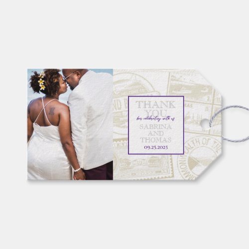 Purple Bahamas Wedding Photo Gift Tags