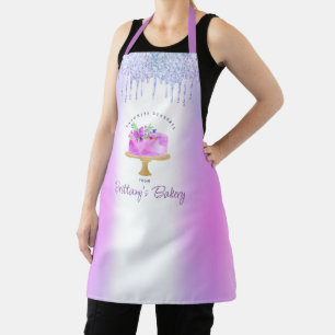 Purple Bakery Cake Glitter Drips Pastry Dessert Apron