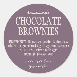 Purple Bakery Food Cottage Law Ingredients Classic Round Sticker