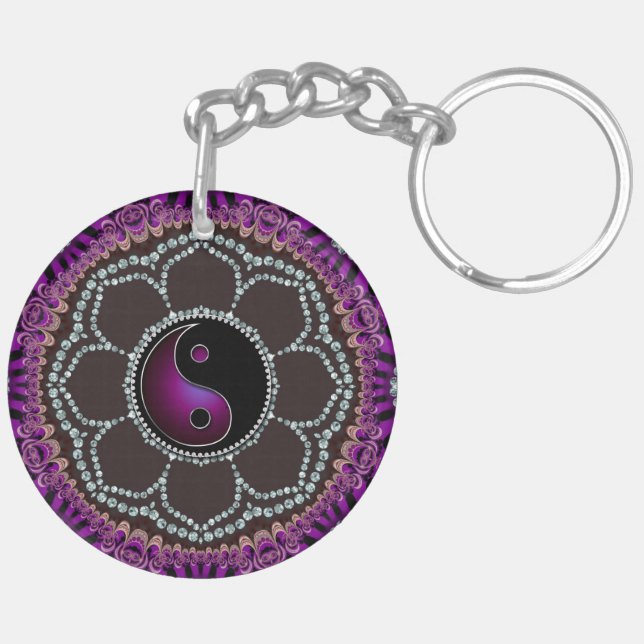 Purple Balance Energy Yin Yang Keychain (Back Right)